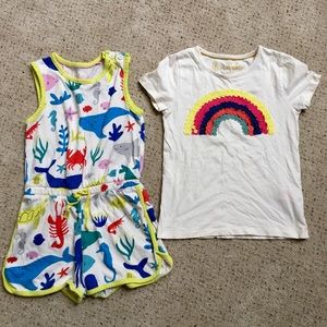 Mini Boden Girls Romper & Shirt Size 5-6
